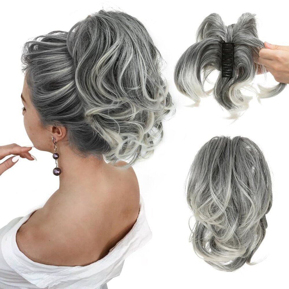 Claw Clip Ponytail Hair Extensions Synthetic Wavy Curly Messy Bun
